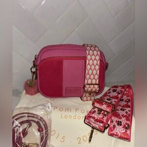 Pom Pom London pink cerise Original Mayfair Suede Crossbody Bag purse bundle 💗💗